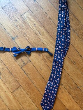 Classic Navy Bow Tie and Necktie Set - Men's Accessories